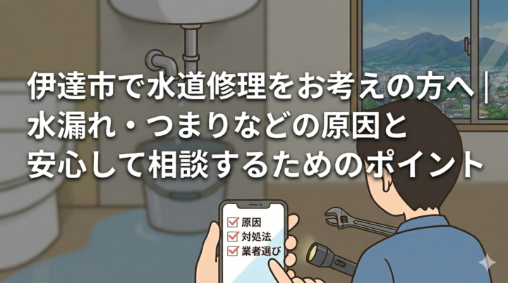 伊達市で水道修理をお考えの方へ|水漏れ・つまりなどの原因と安心して相談するためのポイントの画像