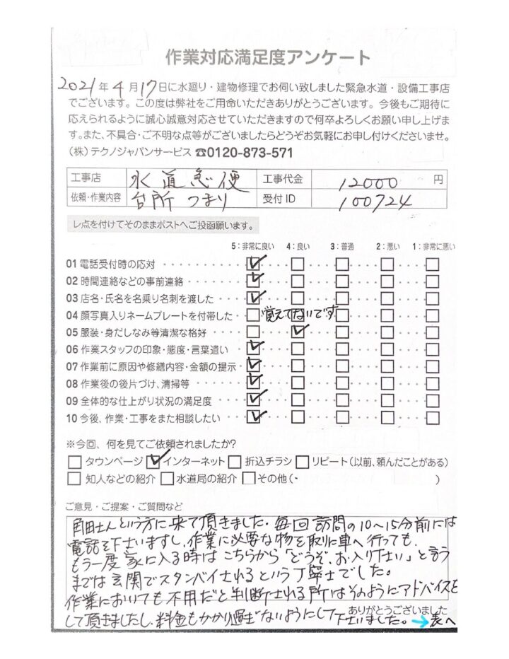 【施工事例】郡山市　台所排水つまりのお客様の画像